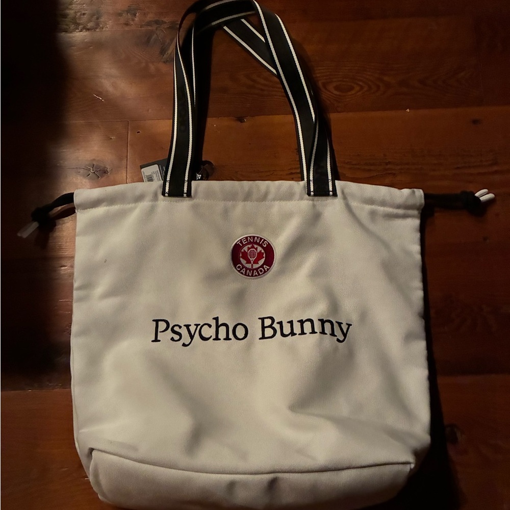 Psycho Bunny Tennis Canada White Tote Bag
